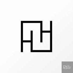 unique letter or word HH or double H sans serif line font like window ornament image graphic icon logo design abstract concept vector stock. Can be used as symbol related to initial or typography
