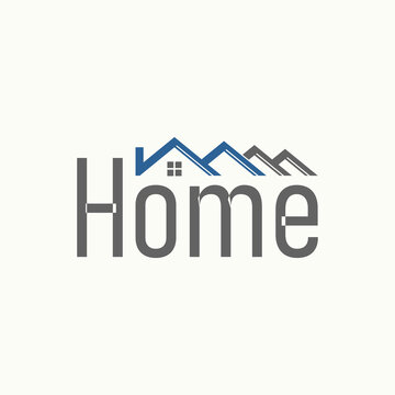 Simple and unique letter word HOME with four roof houses chimney image graphic icon logo design abstract concept vector stock. Can be used as symbol related to residence or property
