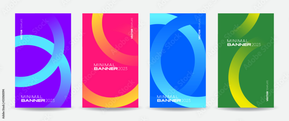 Poster set of colorful banners. abstract design template with gradient color composition for business promo
