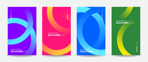Set of colorful banners. Abstract design template with gradient color composition for business promotions, web pages, events, and social media. Vector, 2023