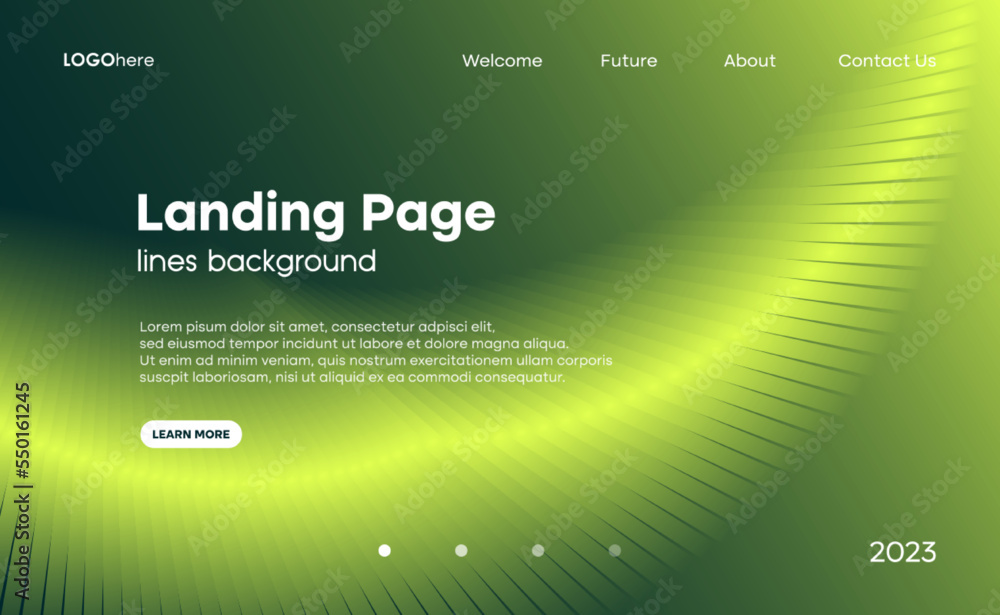 Poster abstract green background with gradient light line. the minimal layout design template for the webpa
