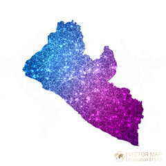 Obraz premium Liberia map in geometric wireframe blue with purple polygonal style gradient graphic on white background. Vector Illustration Eps10.
