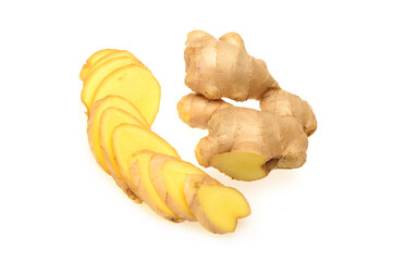 fresh ginger on a white background