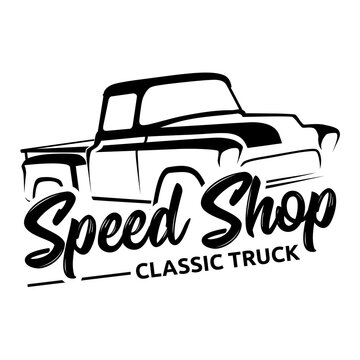 Speed shop classic truck illustration vector.