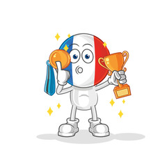 france winner with trophie. cartoon character