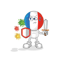 france against viruses cartoon. cartoon mascot vector