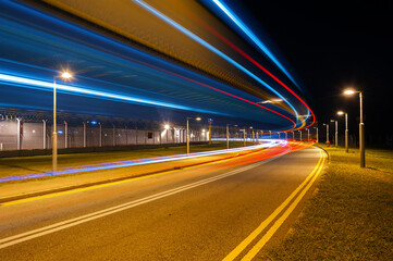 Fototapeta na wymiar Light trails of traffic at night