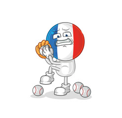 france baseball pitcher cartoon. cartoon mascot vector