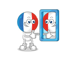 france looking into mirror cartoon. cartoon mascot vector