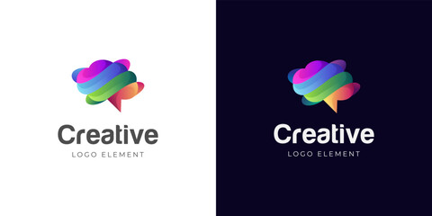 creative brain color logo. genius smart symbol design. abstract brain logo elements