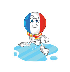 france ice skiing cartoon. character mascot vector