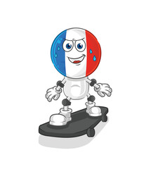 france riding skateboard cartoon character vector