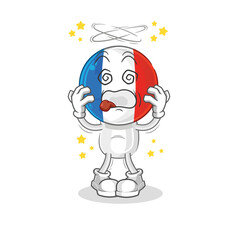 france dizzy head mascot. cartoon vector