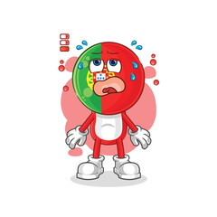 portugal low battery mascot. cartoon vector
