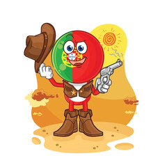 portugal cowboy with gun character vector