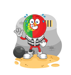 Obraz premium portugal criminal in jail. cartoon character