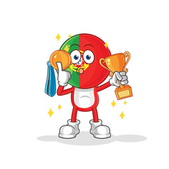 portugal winner with trophie. cartoon character