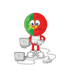 portugal with laptop mascot. cartoon vector