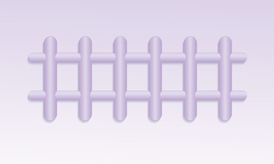3d purple fence on white background  cartoon  element   vector illustration