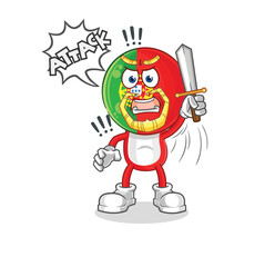 portugal knights attack with sword. cartoon mascot vector