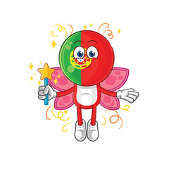 portugal fairy with wings and stick. cartoon mascot vector