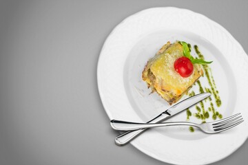 Tasty fresh traditional lasagna with meat