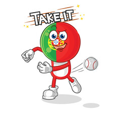 portugal throwing baseball vector. cartoon character