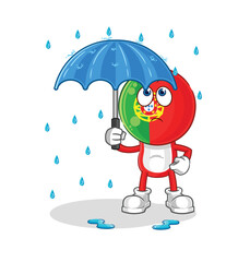 portugal holding an umbrella illustration. character vector