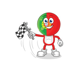 Fototapeta na wymiar portugal hold finish flag. cartoon mascot vector