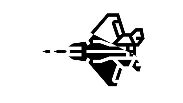 fighter jet airplane aircraft line icon animation