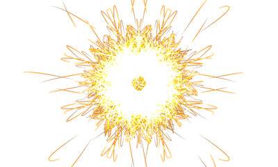 Isolated yellow gold and white fireworks sparks design elements