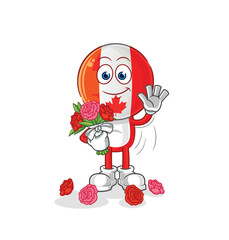 canada with bouquet mascot. cartoon vector