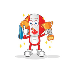 canada winner with trophie. cartoon character