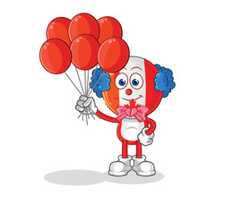 canada clown with balloons vector. cartoon character