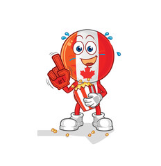 canada fan with popcorn illustration. character vector