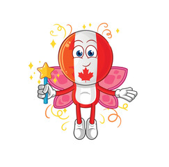 canada fairy with wings and stick. cartoon mascot vector