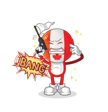 canada warning shot mascot. cartoon vector