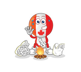 canada roasting marshmallows. cartoon mascot vector
