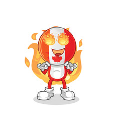 canada on fire mascot. cartoon vector