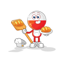 Obraz premium poland baker with bread. cartoon mascot vector