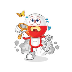 poland catch butterfly illustration. character vector
