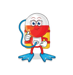 poland diver cartoon. cartoon mascot vector