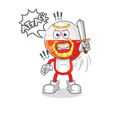 Obraz premium poland knights attack with sword. cartoon mascot vector