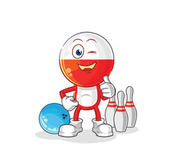 poland play bowling illustration. character vector