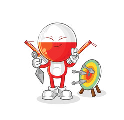 Obraz premium poland ninja cartoon. character vector