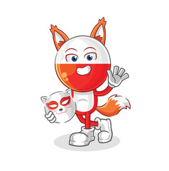 poland japanese fox character. cartoon mascot