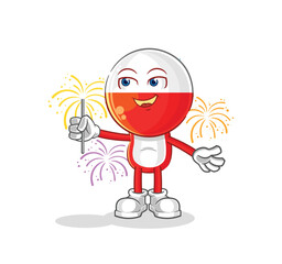 poland with fireworks mascot. cartoon vector