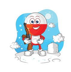 poland soldier in winter. character mascot vector