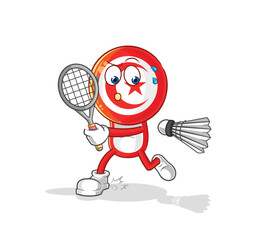 tunisia playing badminton illustration. character vector