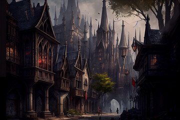 Obraz premium Fantasy city in the middle of a kingdom